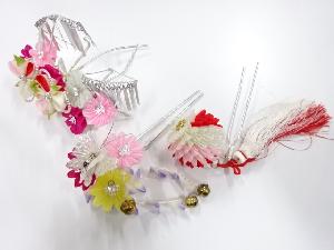 アンティーク　つまみ細工　びらびら髪飾りセット